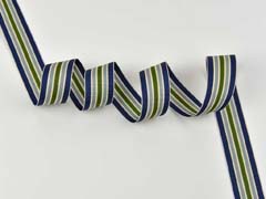 Ripsband Streifen 25 mm, navy grau gr�n