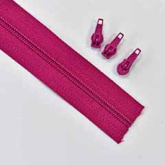 endlos Rei�verschluss Meterware 3 mm + 3 Schieber, beere