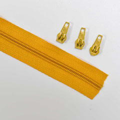 endlos Rei�verschluss Meterware 5 mm + 3 Schieber, helles ockergelb