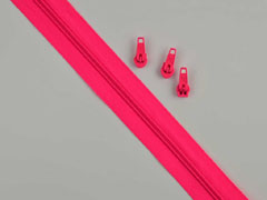 endlos Rei�verschluss Meterware 5 mm + 3 Schieber, neonpink