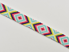 Jacquard Webband Ethnomuster Rauten 20 mm, gelb dunkelblau rot wei� t�rkis
