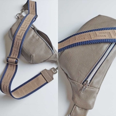 Vintage Lederimitat gepr�gte Optik, dunkeltaupe