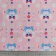 Jerseystoff V�gel Herzen Erdbeeren, rosa