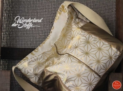 Dekostoff "Metallic Words", gold creme