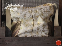 Dekostoff "Metallic Words", gold creme