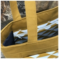 RESTST�CK 33 cm Dekostoff Dreiecke, senfgelb weiss