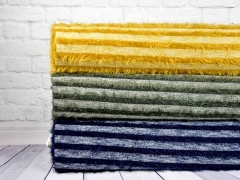 RESTST�CK 180 cm Strickstoff Streifen Fransen Meterware, dunkelblau