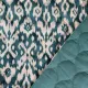 Samt Steppstoff Ikatmuster Boho-Style - petrol ecrue