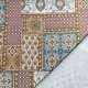 Viskose Stoff Boho Style gemustert - ockergelb blau
