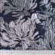 Jacquard Stoff Blumen silber mint dunkelblau