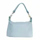 Ledertasche Handtasche klein rechteckig goldene Ringe, icy blue