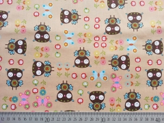 Baumwollstoff V�gel Schmetterlinge �pfel- beige