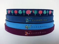 Webband "Handmade - Blattwerk", hellblau