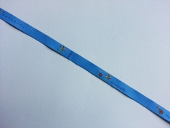 Webband "Handmade - Blattwerk", hellblau