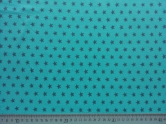 RESTST�CK 127 cm FEHLER FLECK Jerseystoff Sterne 1 cm, dunkelgrau auf mint