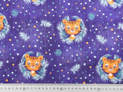 Jersey Jeanslook Digitaldruck Tiger in Palmbl�ttern, dunkelblau