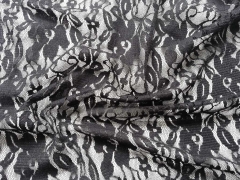 Spitze Meterware Lace Fiona Blumen, schwarz