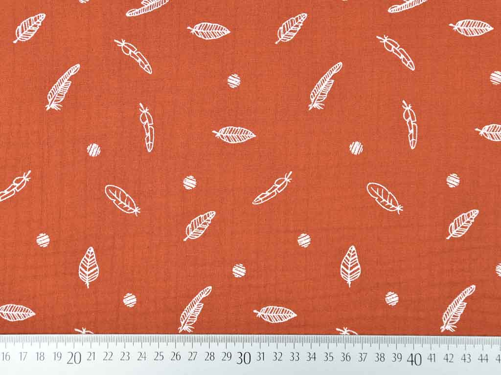 terracotta Triple Gauze Winter Musselin Federn und Punkte
