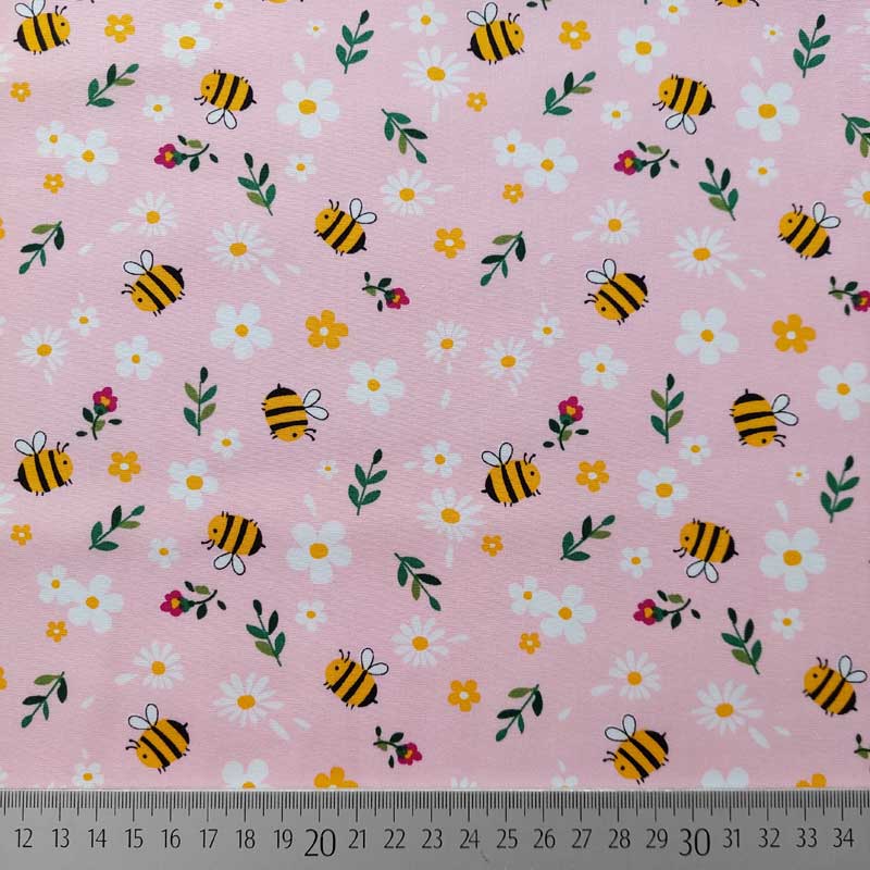 rosa-gelb 145cm Baumwolldruck Bienen Kinderstoff 