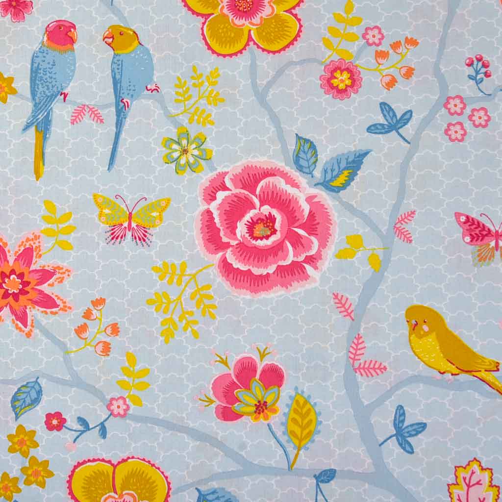 Baumwolldruck hellblau 155cm Blumen 