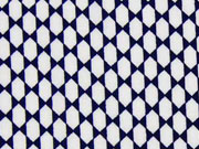 RESTSTÜCK 103 cm Viskose grafisches Muster, dunkelblau weiß