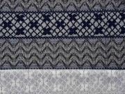 Strick Jacquard Streifenbordren, grau blau