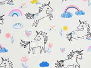 RESTSTCK 40 cm Baumwolle Einhorn Regenbogen, creme