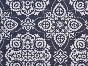 RESTSTCK 112 cm Dekostoff Jacquard Ornamente Doubleface blau grau