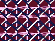 Jerseystoff Gitternetz, dunkelblau rosa weinrot