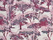 Baumwollstoff satinierte Oberflche Bume, bordeaux rosa