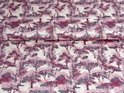 Baumwollstoff satinierte Oberflche Bume, bordeaux rosa