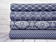 Dekostoff Jacquard Polarstern Doubleface blau grau