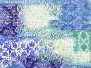 Plissee Stoff mit goldfarbigem Glitzer, blau