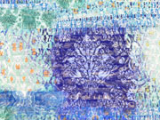 Plissee Stoff mit goldfarbigem Glitzer, blau