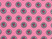 RESTSTCK 63 cm Baumwollstoff Rdchen Little Darling, grau auf rosa