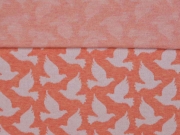 Bio-Jacquard Hamburger Liebe Tauben, wei apricot