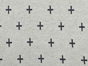 Bio-Jacquard Hamburger Liebe Kreuze, grau auf creme