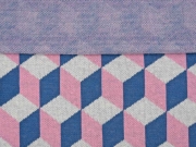 RESTSTCK 43 cm Bio-Jacquard Hamburger Liebe Rautenmuster, jeansblau rosa
