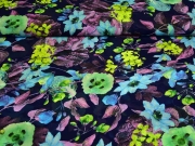 Chiffon Blumen, dunkelblau hellgrn trkis