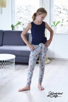 RESTSTCK 250 cm Sweat Tukan Blumen angeraut, grau-meliert bunt