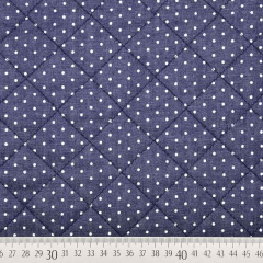 Steppstoff Jeans wattiert  Pnktchen, dunkelblau B-Ware