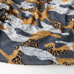 Strickstoff Camouflage flauschige Rckseite, ockergelb grau