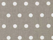 beschichtete Baumwolle Punkte 6mm, wei auf taupe
