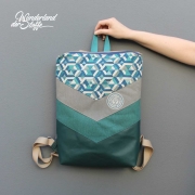 RESTST�CK 20 cm Kunstleder Lederimitat f�r Taschen gepr�gte Optik, petrol