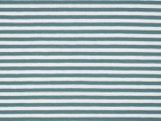 Jerseystoff Streifen 5 mm, dunkelmint wei