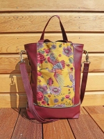 RESTST�CK 129 cm Dekosamt Velourstoff Blumen Kraniche, rot ocker