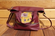 RESTST�CK 129 cm Dekosamt Velourstoff Blumen Kraniche, rot ocker