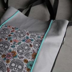 RESTST�CK 50 cm Kunstleder Lederimitat f�r Taschen gepr�gte Optik, Betongrau