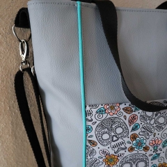 RESTST�CK 50 cm Kunstleder Lederimitat f�r Taschen gepr�gte Optik, Betongrau