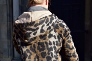 Jackenstoff mit Wollanteil Leopardenmuster angeraut, braun